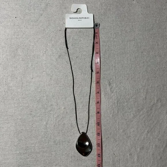 NWT Banana Republic Jewelry Chunky Silver Pendant Necklace with Black Cord - Picture 6 of 7